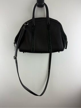 Mackage Black Pebbled Leather & Suede Crossbody Dome Satchel Bag